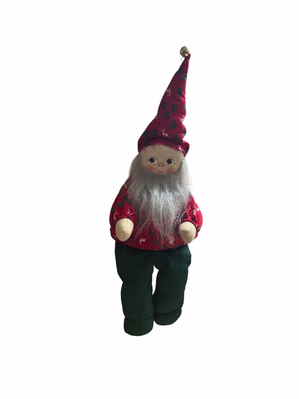 Vintage Santa Elf Plush Doll Shelf Sitter Painted Face